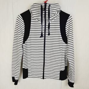 LRL Lauren Active navy blue striped full zip jacket Size medium Preppy Coastal